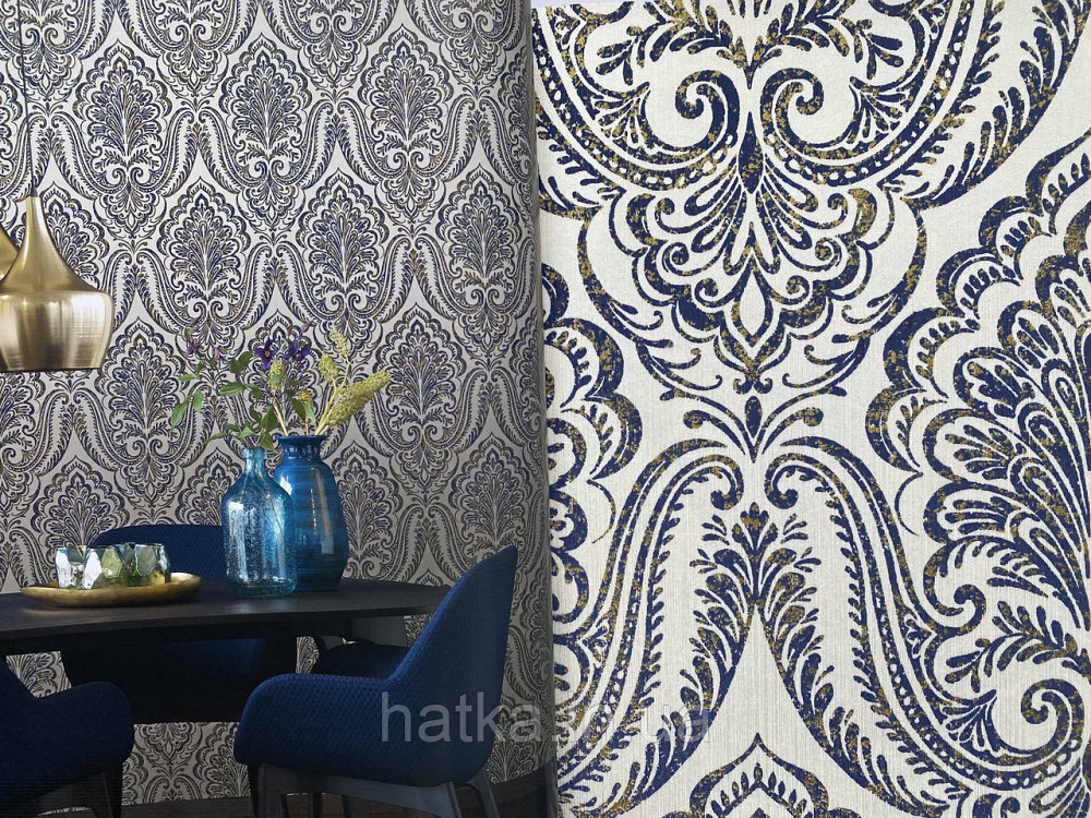 Шпалери текстильні еко 0.53х10.05 Rasch Textil Valentina класика вензелі дамаски білі на молочному Київ - фото 1