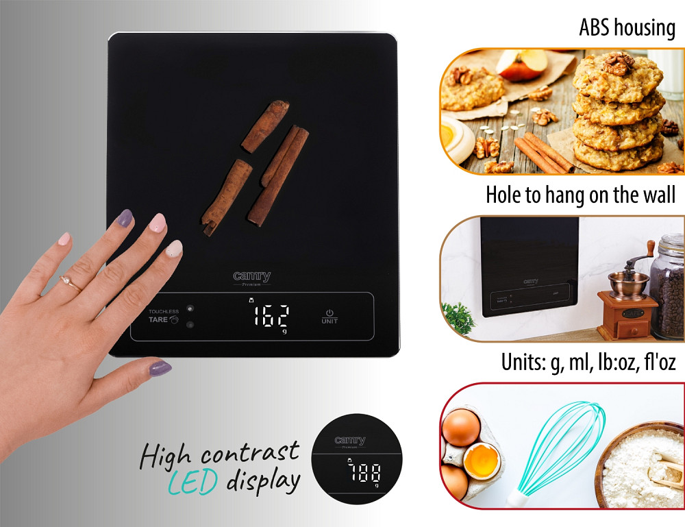 Ваги кухонні Camry CR 3175 black електронні/ 15кг/ г; мл, унція/ 3хААА/ автовимкнення/ скло Вінниця - фото 8