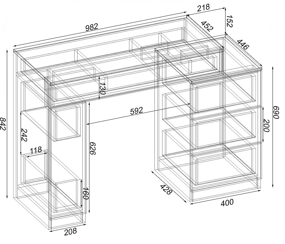 Стол туалетный Трюмо Кристалл, Самоа Димчастий, 1200/452/847 Львов - изображение 4