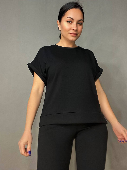 Костюм женский Prenses 3659 трикотажный футболка с брюками палаццо черный, черный, XL Киев - изображение 2