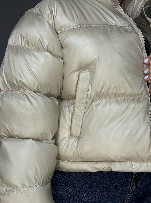 Куртка жіноча Lady Yep 10015 коротка глянцева пуффер перламутровий беж, перламутровий беж, 44 Київ - фото 12