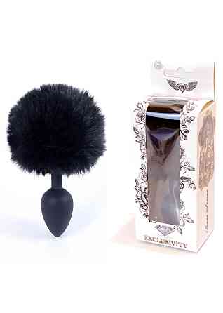 Анальна пробка - Jawellery Silikon PLUG Bunny Tail Black Sex Aura Київ