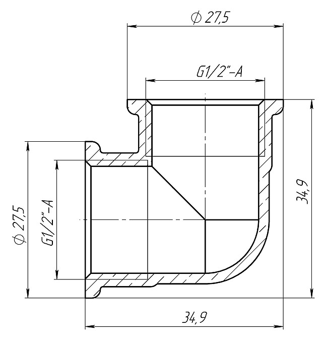Кутник 1/2″ВВ латунний LL331S OPTIMUM Київ - фото 3