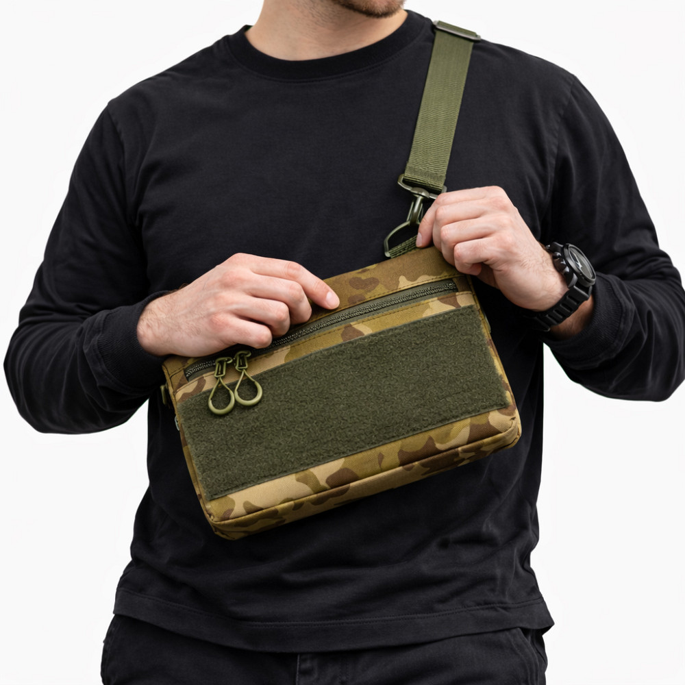 Сумка через плечо военная маскировка, Мужская сумка-слинг тактическая плечевая, Сумка кобура наплечная VO-33 Львов - изображение 19