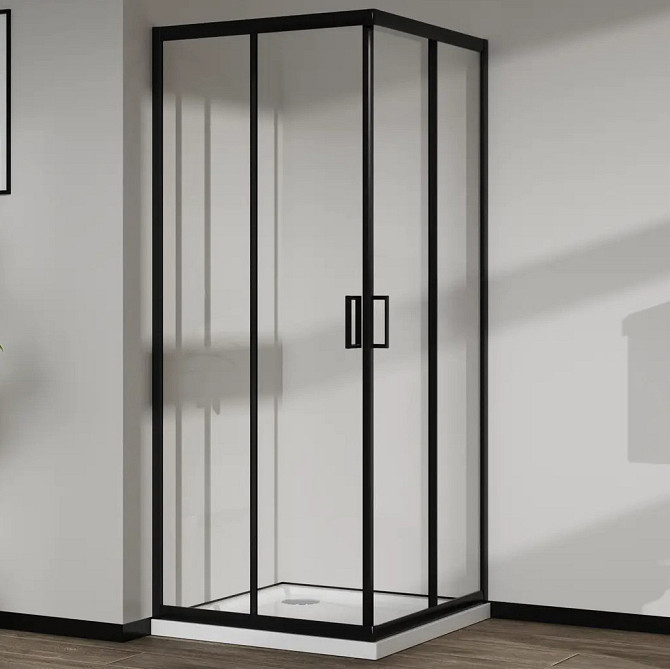 Скляна душова кабіна AVKO Glass RDR06, 190х90х90 Black перегородка для душу Київ - фото 1