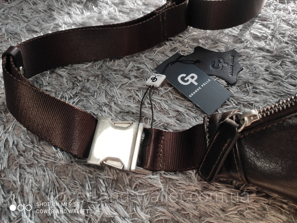 Поясная кожаная сумка бананка коричневого цвета Grande Pelle 741610 Киев - изображение 6