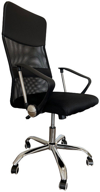 Офисное кресло руководителя Tehforward Ultra хром Tilt Черный Киев - изображение 1