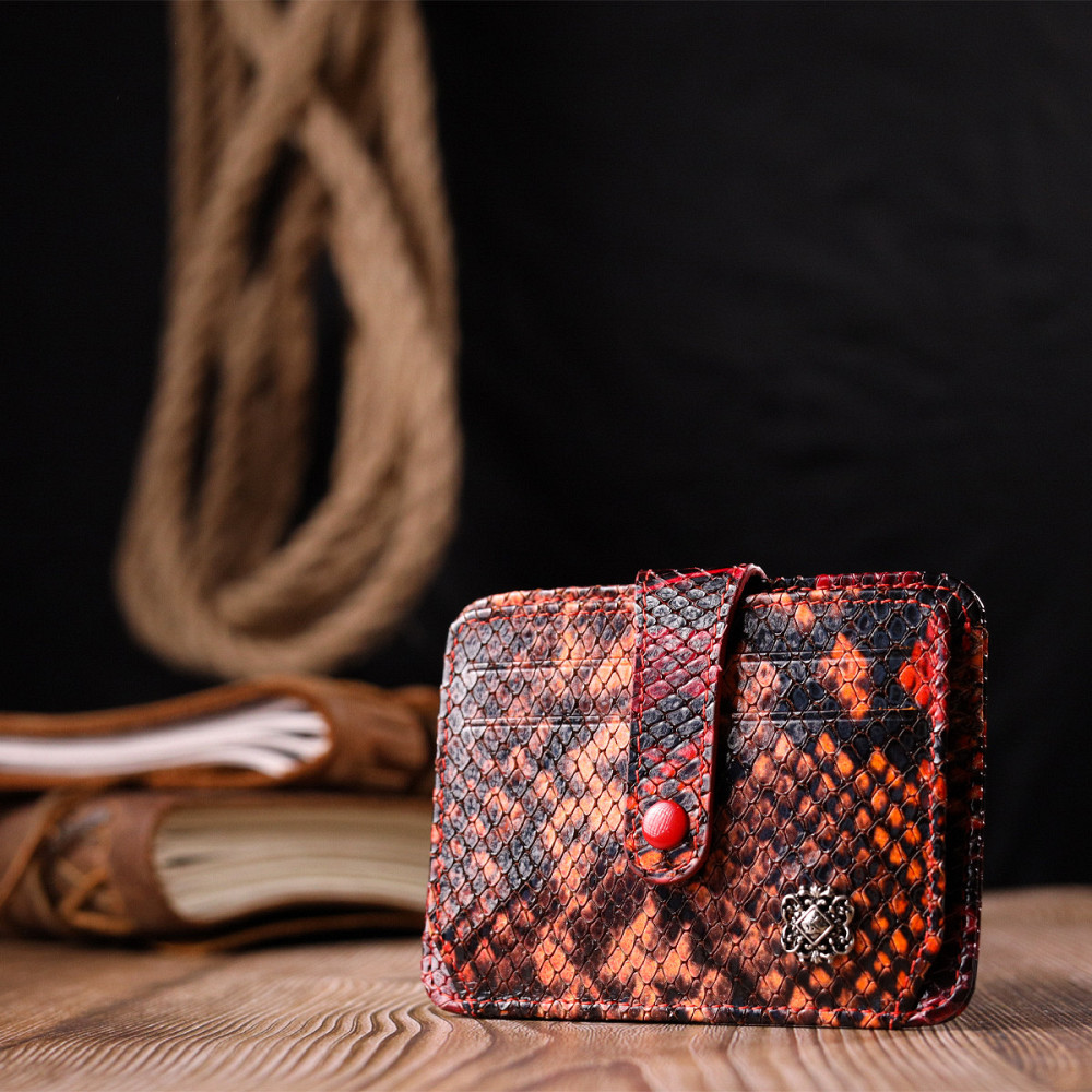 Візитниця з натуральної фактурної шкіри під змію KARYA 20964 Різнокольоровий Київ - фото 8