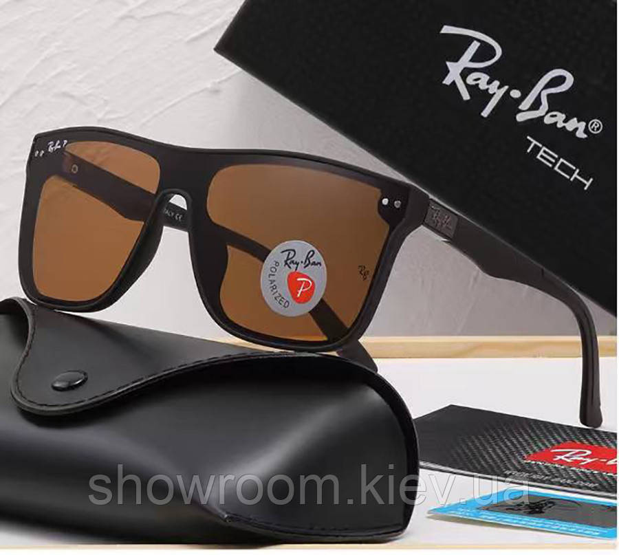 Мужские солнцезащитные очки с поляризацией Ray Ban (69092) коричневые Киев - изображение 1