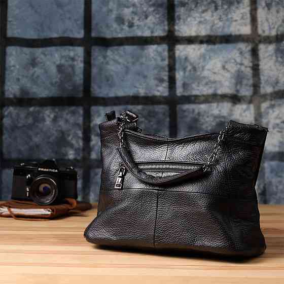 Повсякденна сумка з натуральної шкіри для жінок Vintage 22992 Чорний Київ