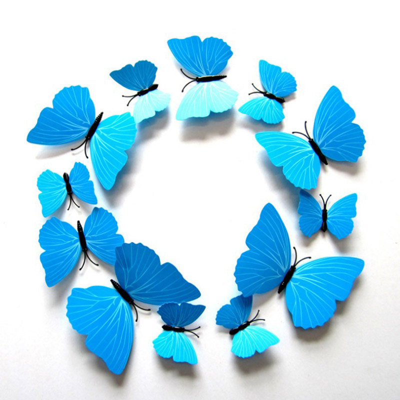 Декоративные бабочки на магнитах для стен и холодильника 12 штук голубой Киев - изображение 1