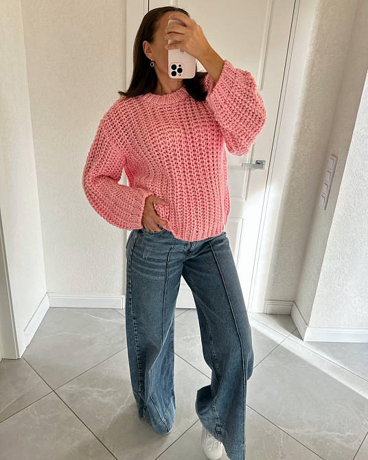 Женский уютный оверсайз свитер машинная вязка Одесса - изображение 5