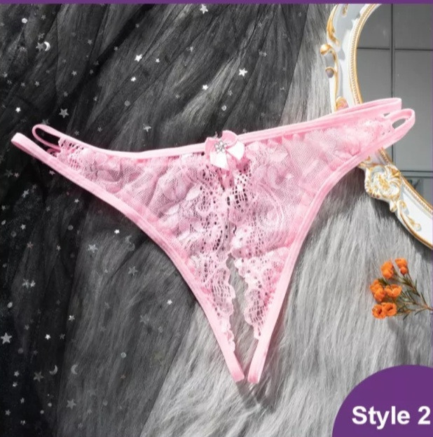 Стрінги з розрізом рожеві, розмір універсальний, резинка до 84см Київ - фото 1
