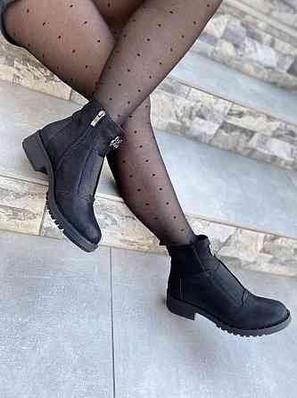 Жіночі черевички D and V чорні натуральна шкіра-сатин37р.-24 см (1222) Коломыя