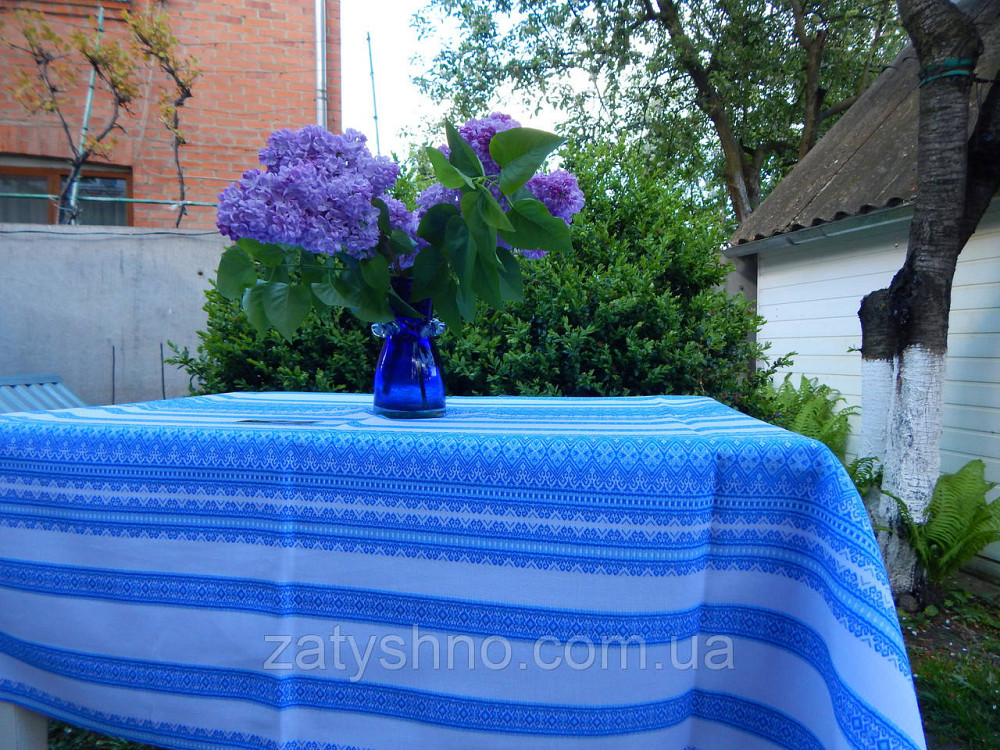 Вишита блакитна скатертинка Київ - фото 3
