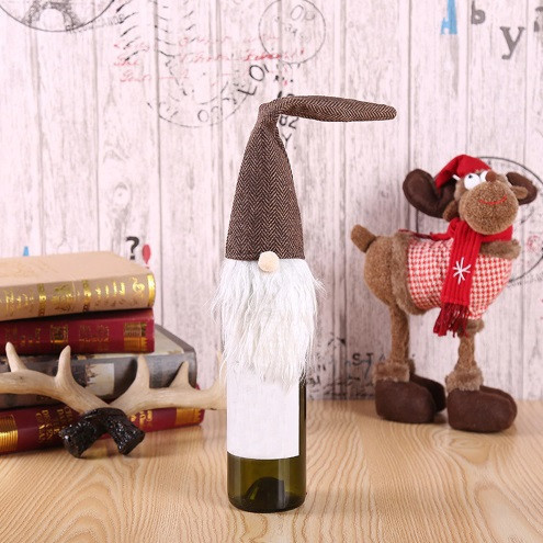 Новогодний чехол на бутылку Гном 37 на 9 см разноцветный Киев - изображение 1