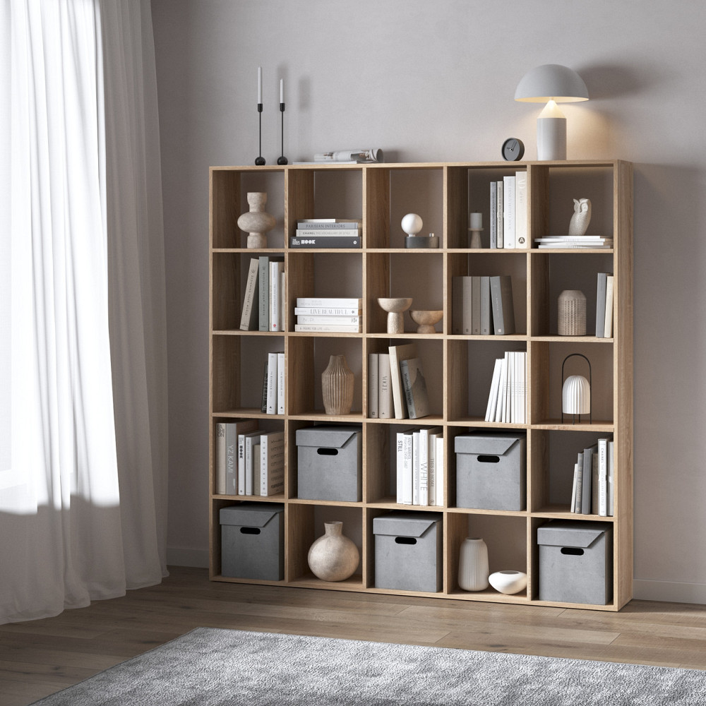 Стеллаж VAYS M-4, книжная полка с 25 ячейками, ЛДСП, 178×29×178 см – для дома, офиса, детской или гостиной Львов - изображение 3