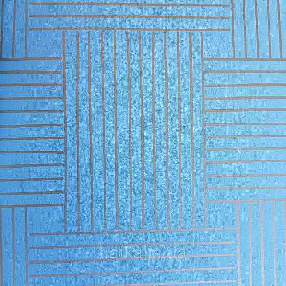 Шпалери вінілові на флізелін Caselio Mystery 0.53х10 м геометрія яскраві смуги золотисті на блакитному Київ