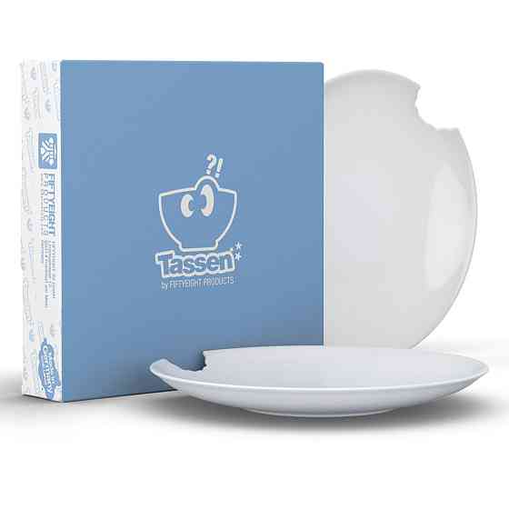 Набір із двох надкушених глибоких тарілок Tassen, 24 см, фарфор Рівне