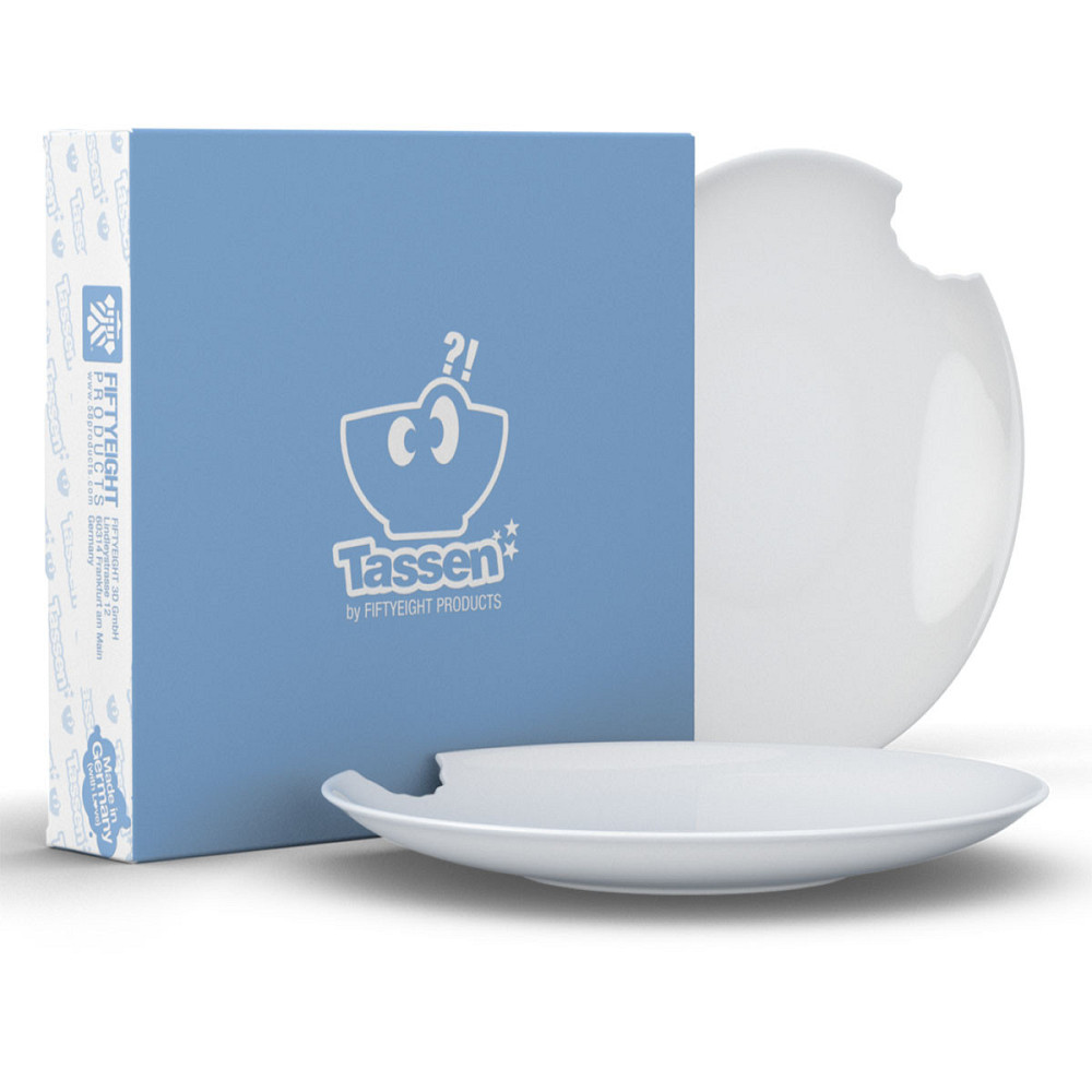 Набір із двох надкушених глибоких тарілок Tassen, 24 см, фарфор Рівне - фото 1