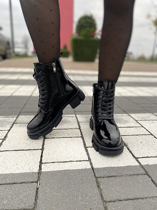 Черевики жіночі GREMMY чорні шкіра лакована висота 13 см (4230) Коломия - фото 6