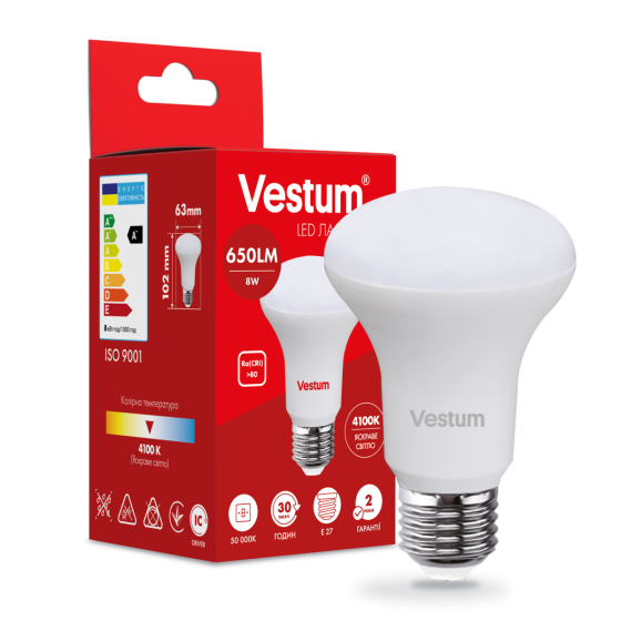 Світлодіодна лампа Vestum R63 8W 4100K 220V E27 1-VS-1403 Київ