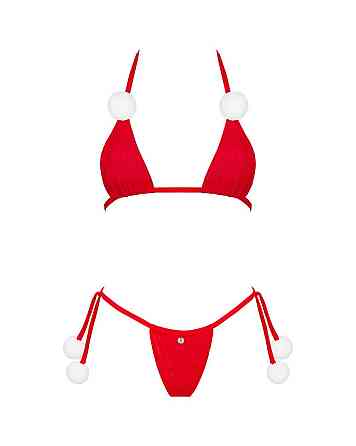 Комплект білизни з помпонами Obsessive Bobble Girl, червоний Sex Aura Київ