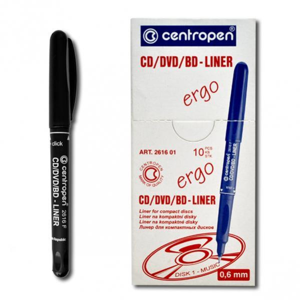 Маркер для CD/DVD "Centropen" 4616 ergoline 0.6мм чорний, шт Київ - фото 1