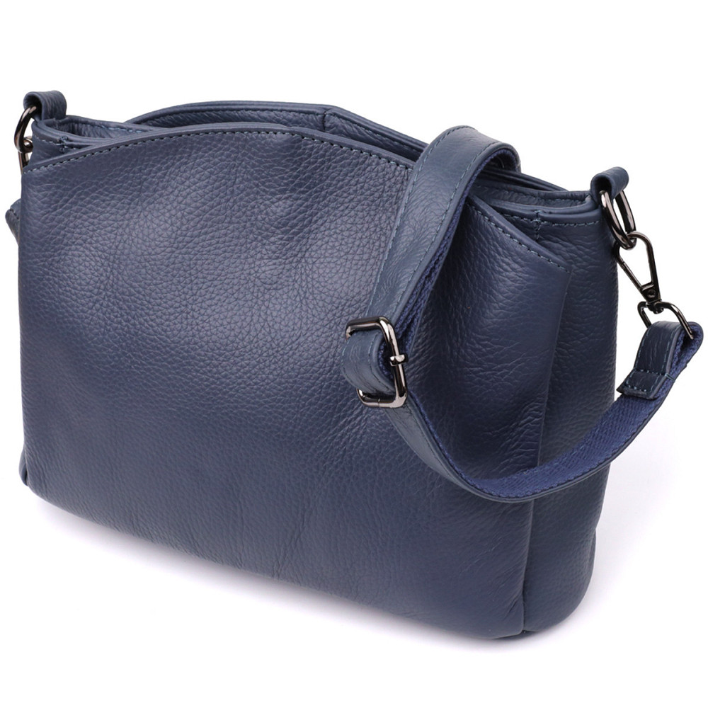 Стильна сумка на плече з натуральної шкіри Vintage 23009 Синій Київ - фото 5