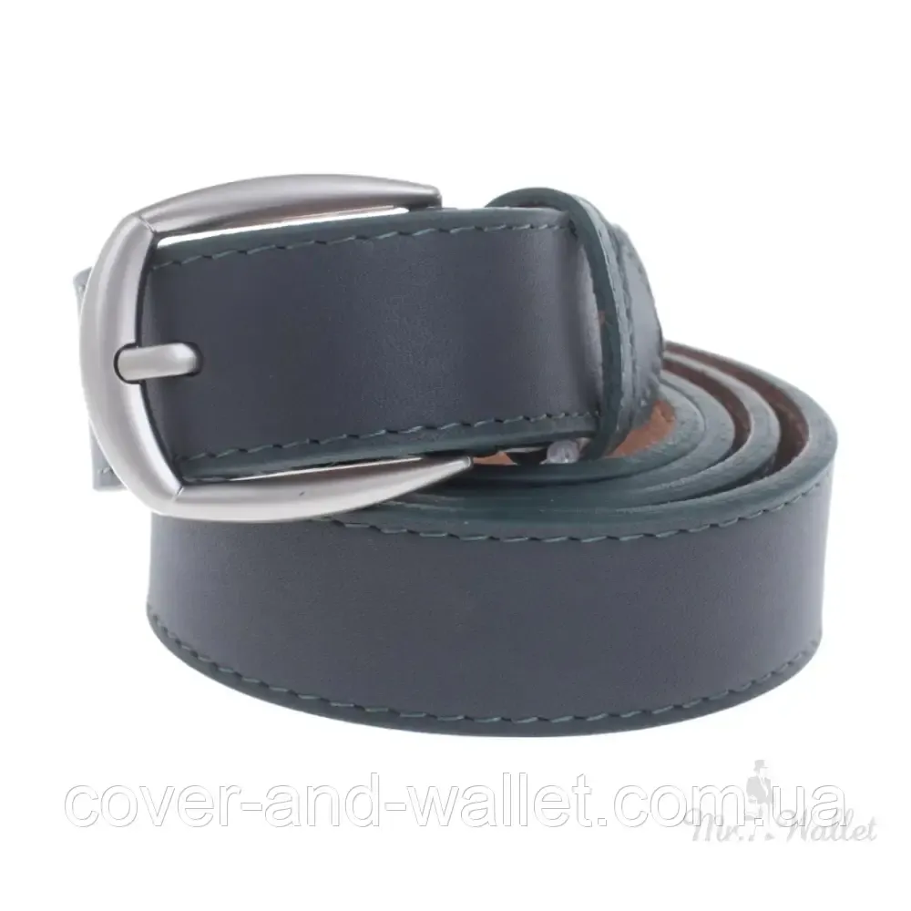 Стильний жіночий ремінь із натуральної шкіри зеленого кольору 35мм PS Leather Київ - фото 2