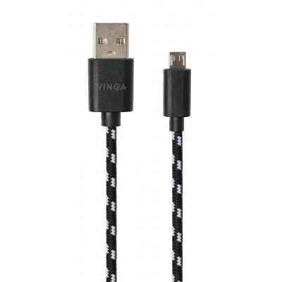 Дата кабель USB 2.0 AM to Micro 5P 2color nylon 1m black Vinga (VCPDCMBN31BK) Вінниця