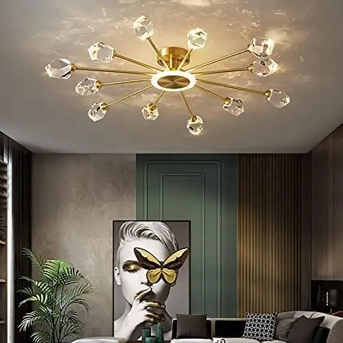 Светодиодная люстра Сапфир 8810-А (Золотистая) на 8+1 плафонов Винница