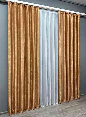 Комплект готовых штор VR-Textil Софт № 1745ш Золотистый 150х275 см 2 шт (33-0642) Киев