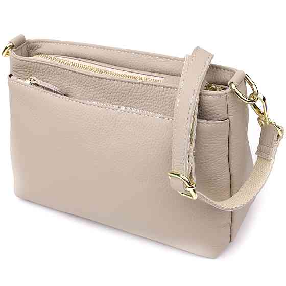 Женская сумка из натуральной кожи с жестким основанием Vintage 22985 Серый Киев