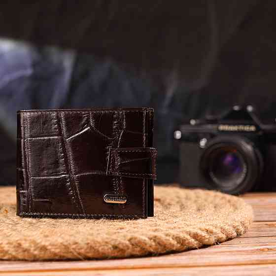 Надежный мужской кошелек из натуральной фактурной кожи Коричневый (CANPELLINI) Киев