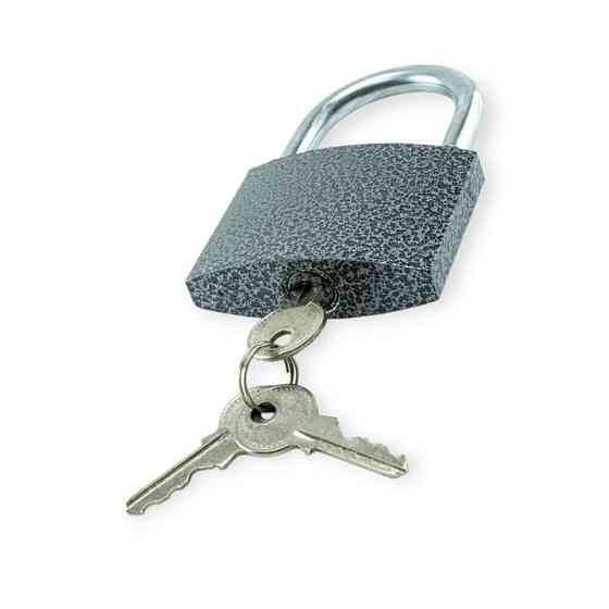 Замок навісний "дужка" 70 мм, англійський ключ 3 шт, з гумовими кільцями, чорний Мукачево