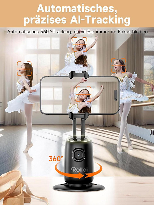 Штатив Rollei Easy Creator 23158 чорний настільний для смартфона AI Tracking 360° автоматичне відстеження обличчя вбудована Київ - фото 5