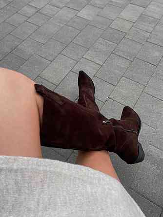 Edan Instruments Чоботи жіночі EDAN K/B шоколадні замша натуральна зима євро-хутро висота 36см Коломыя