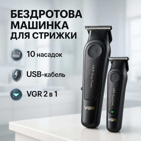 Профессиональная машинка для стрижки волос и бороды VGR 2 в 1 V-197 V-995, Машинка для стрижки бороди BO-77 Львов