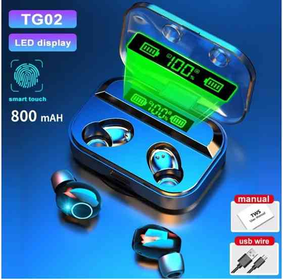 Наушники беспроводные TWS TG02 Bluetooth 5.2 + Powerbank Киев