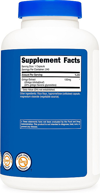 Екстракт листя гінкго білоба Nutricost Ginkgo Biloba, 120 mg, 240 Capsules Луцьк - фото 2