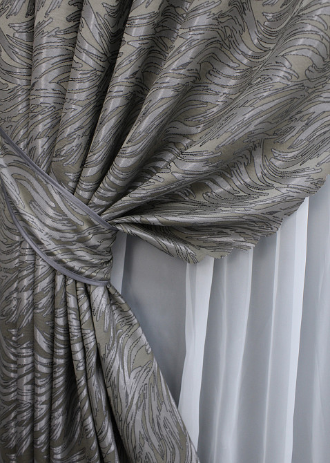 Комплект коротких штор VR-Textil Жаккард Magic № 1609ш Хаки 145х170 см 2 шт (35-0244) Киев - изображение 4