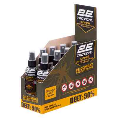 Спрей от насекомых 2E Tactical Combat Protect 50 Pro От комаров, клещей и мошки 100 мл (2E-RPLNTDT50-100) Винница