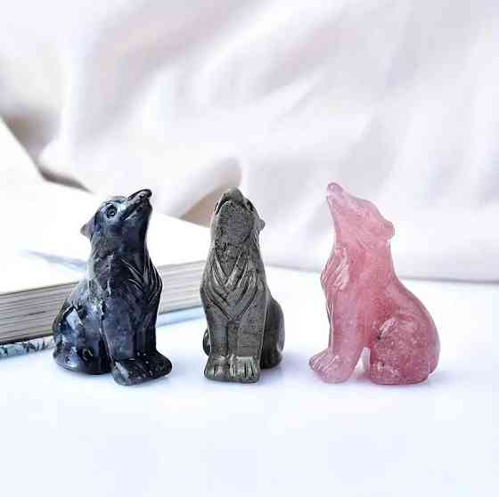 Фігурка вовка з чорного лабрадориту – 5 см Київ