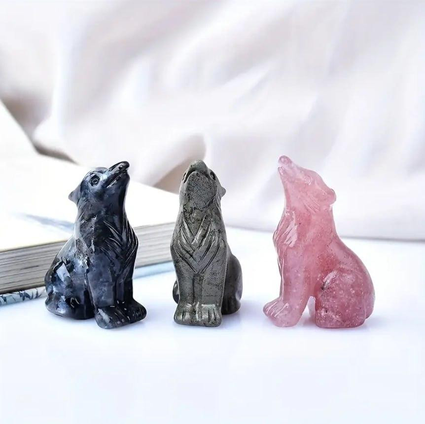 Фігурка вовка з чорного лабрадориту – 5 см Київ - фото 2