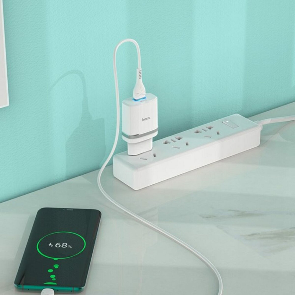 Мережевий зарядний пристрій HOCO C12Q Smart QC3.0 charger set(Type-C) 18W White Киев - изображение 4