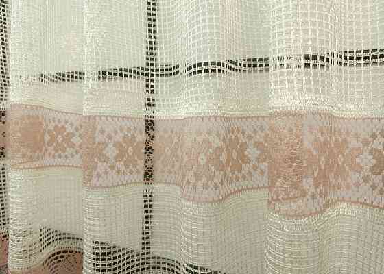 Тюль сетка VR-Textil Juli № 1718т Арка на кухню цвет кремовый с карамельным 300х160 см (53-0026) Киев