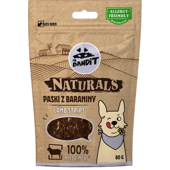 Лакомство для кошек Мистер Бандит Mr.Bandit Натуралс полоски из ягненка для собак, 80 г Винница