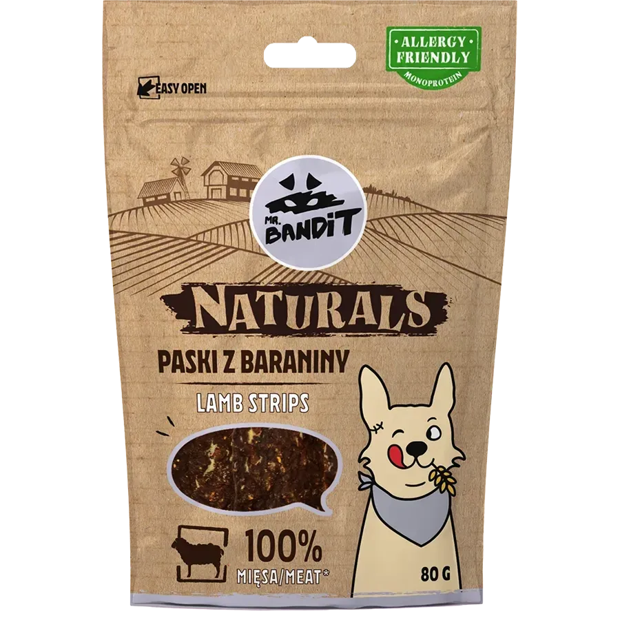 Лакомство для кошек Мистер Бандит Mr.Bandit Натуралс полоски из ягненка для собак, 80 г Винница - изображение 1