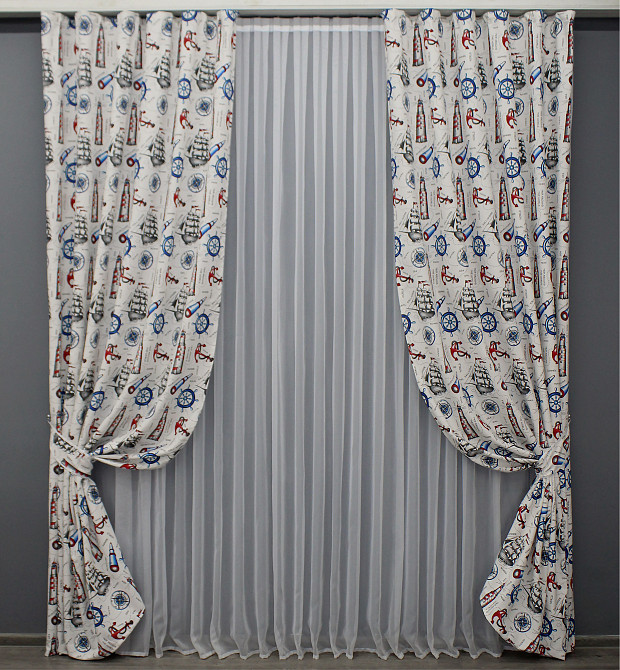 Шторная ткань, с разноцветным принтом «Sea Travel» цвет разноцветный 1498ш Киев - изображение 7